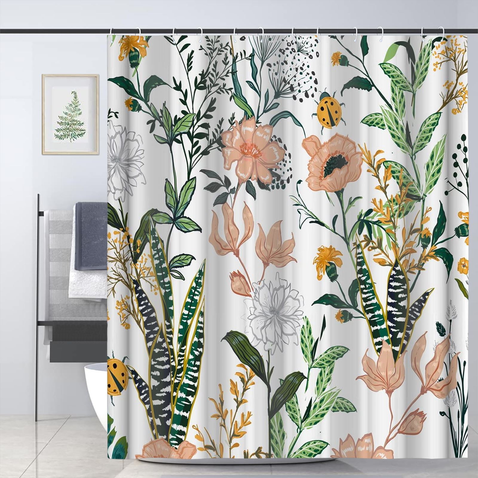 Wildflower Botanical Shower Curtain for Bathroom Decor Floral Flower
