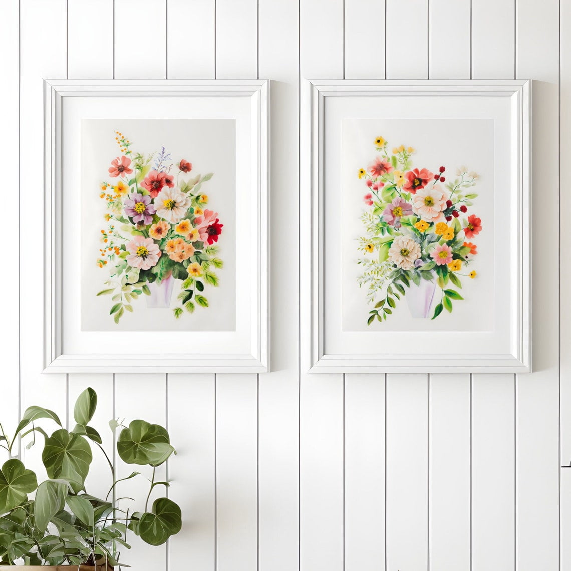 Wildflower Botanical Wall Art Prints Set, Floral Line Art Decor ...