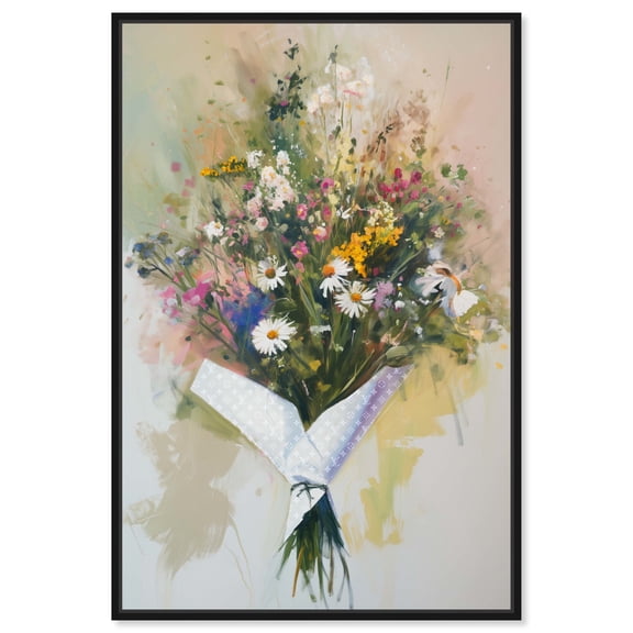 Wildflower Bouquet Canvas Elegant Floral Wall Art by Art Remedy, Black Frame, 36" x 54"