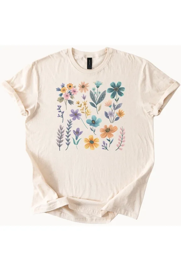 Wildflower Bouquet T Shirt Botanical Garden Tee Floral Design Apparel Garden Flo