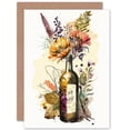 thumbnail image 1 of Wildflower Bouquet in Upcycled Glass Wine Bottle Flowers Nature Birthday Greeting Card Plus Envelope Blank inside, 1 of 3