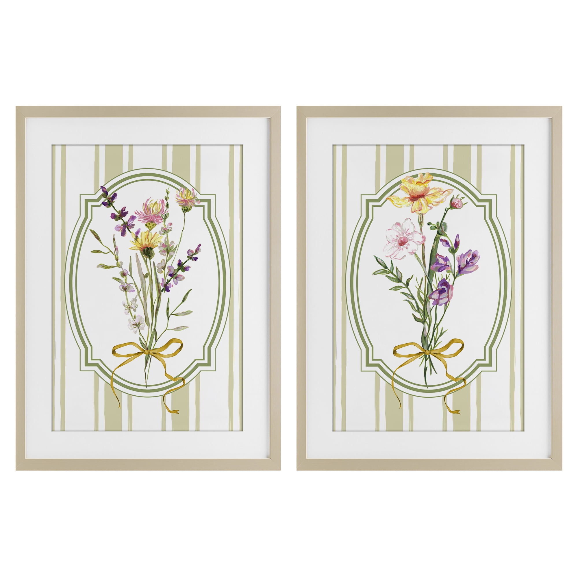 Wildflower Bundles Classic Stripes 2 Piece Birch Framed Print Under Glass Set, design by Adonna Ebrahimi