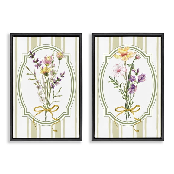 Wildflower Bundles Classic Stripes 2 Piece Black Framed Floater Canvas Set, design by Adonna Ebrahimi