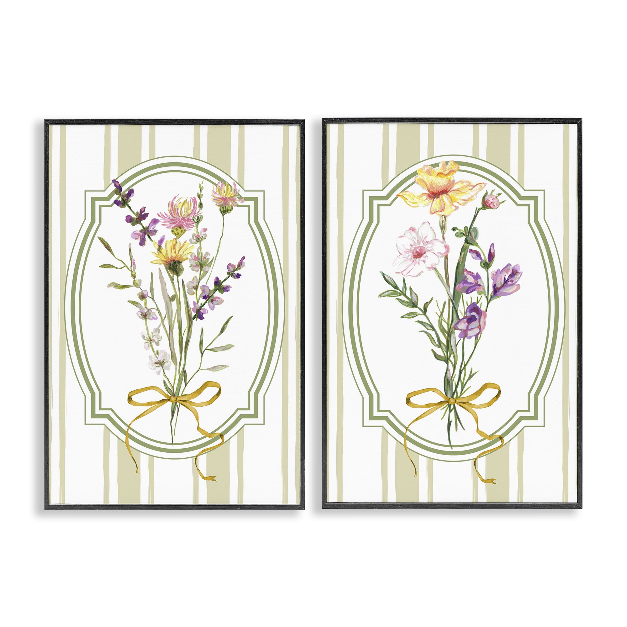 Wildflower Bundles Classic Stripes 2 Piece Black Framed Giclee Art Set, design by Adonna Ebrahimi