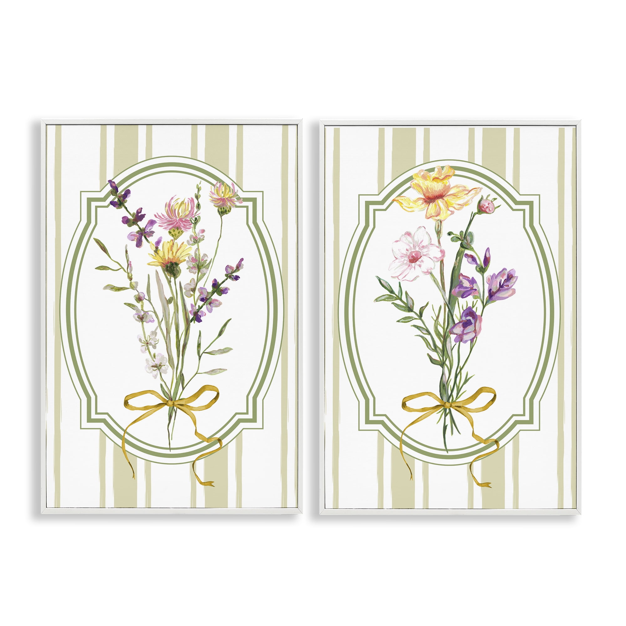 Wildflower Bundles Classic Stripes 2 Piece White Framed Giclee Art Set, design by Adonna Ebrahimi