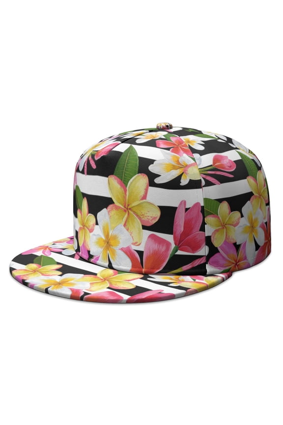 Wildflower & Butterfly Flat Brim Hat - Adjustable Urban Style Cap