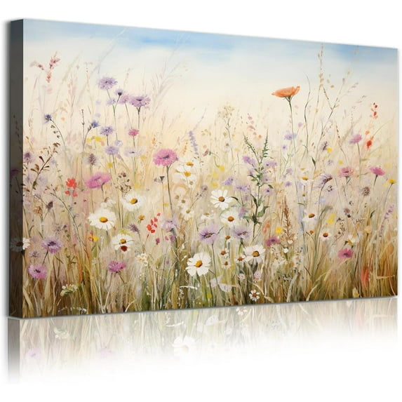 Wildflower Canvas Wall Art Colorful Floral Painting Wildflower Botanical Wall Art for Living Room Watercolor Floral Poster Colorful Botanical Artwork Wildflower Watercolor Prints