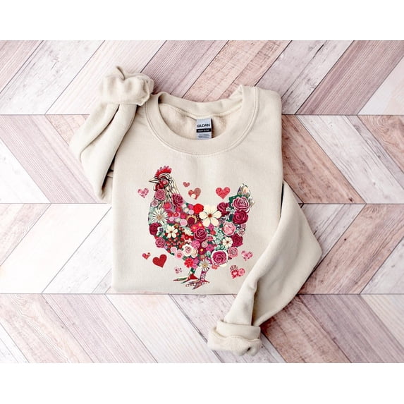 Wildflower Chicken Roses Cottagecore Aesthetic Farmer Mom Sweatshirt All Size S-5Xl