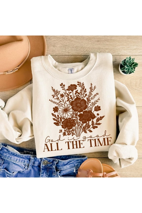 Wildflower Christian Shirt, God is Good All the Time Shirt, Boho Floral Christian Shirt for Women, Easter Bible Verse Shirt, Christian Sublimation Shirt