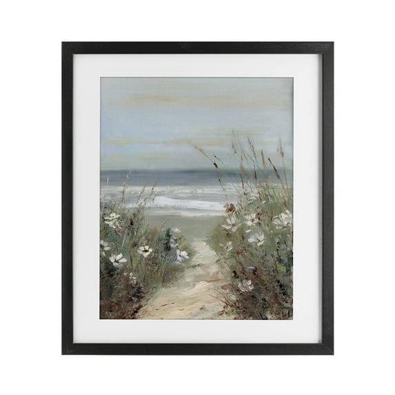 Stupell Industries Wildflower Coastline Path Black Framed Print Under Glass, design by Sally Swatland, 21 x 17