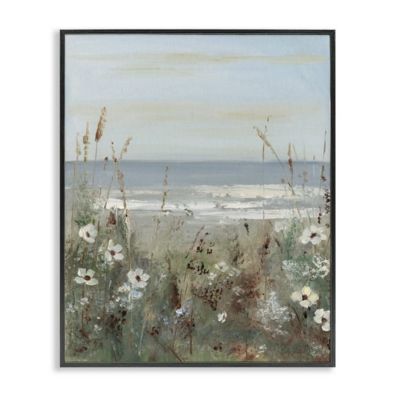 Stupell Industries Wildflower Coastline Scene Black Framed Giclee Art, design by Sally Swatland, 30 x 24