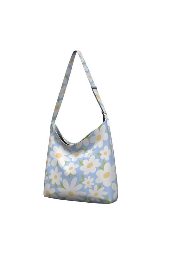 Wildflower Daisy Canvas Shopping Bag – Retro Yellow Bloom Design Tote