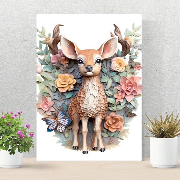 Wildflower Deer - 3D Animal Canvas/Poster Art Prints – The Perfect Home Decor Piece