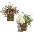 thumbnail image 1 of Wildflower Door Hanger Basket Wreath, Seasonal Welcome Sign Front Door Wreath Decoration, Mother's Day Decor Basket Wreath, Spring Holiday Hanging Ornament, 2 Pack, 1 of 7