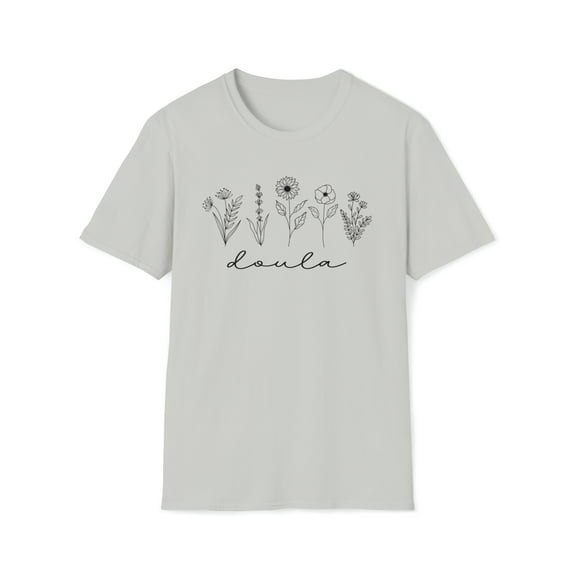 Wildflower Doula, Gildan Unisex Softstyle Shirt, Floral Graphic Tee, S-3XL