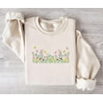 thumbnail image 1 of Wildflower Embroidered Sweatshirt, Minimalist Floral Crewneck, Spring Garden Cottagecore Aesthetic Pullover, 1 of 5
