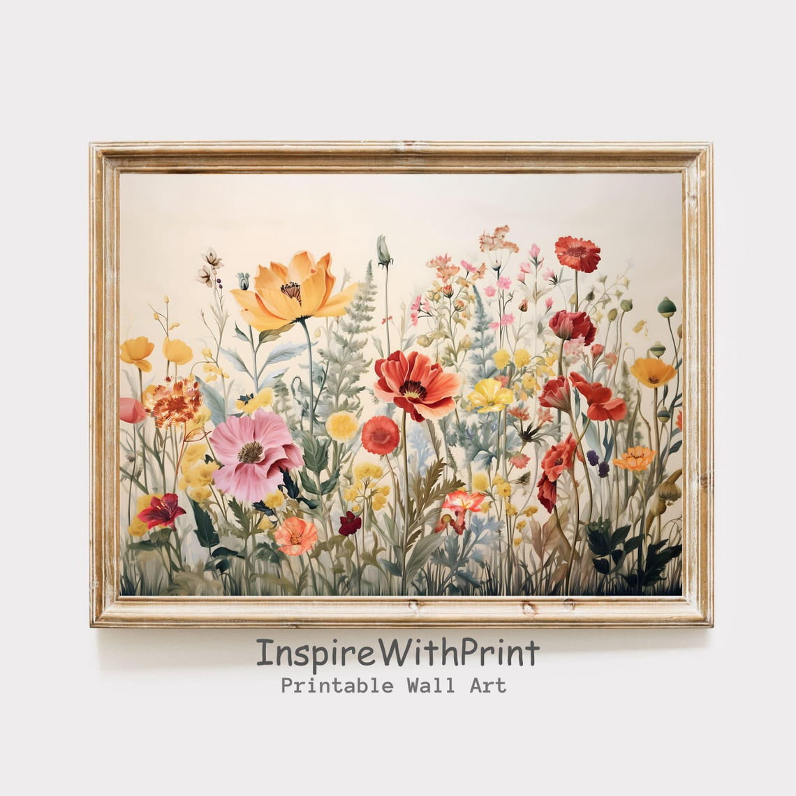 Wildflower Field Art, Colorful Flower Landscape Wall Art, Spring ...