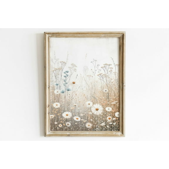 Wildflower Field Art Rustic Floral Botanical Wall Decor, Unframed Paper Poster 11x14in
