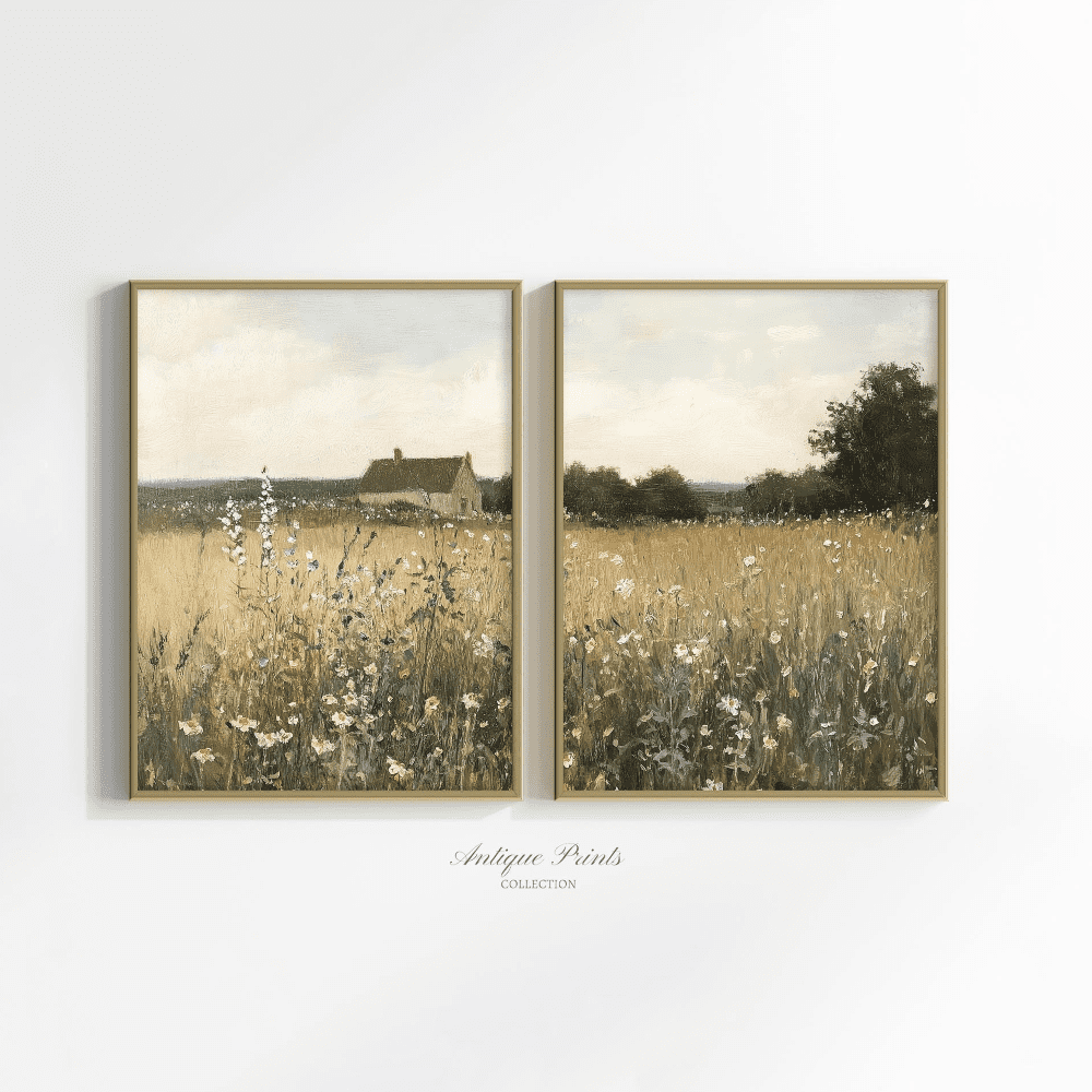 Rustic Posterboard Wildflower Field Landscape Rustic Farmhouse Poster Set 2 Prints Set 2 ...