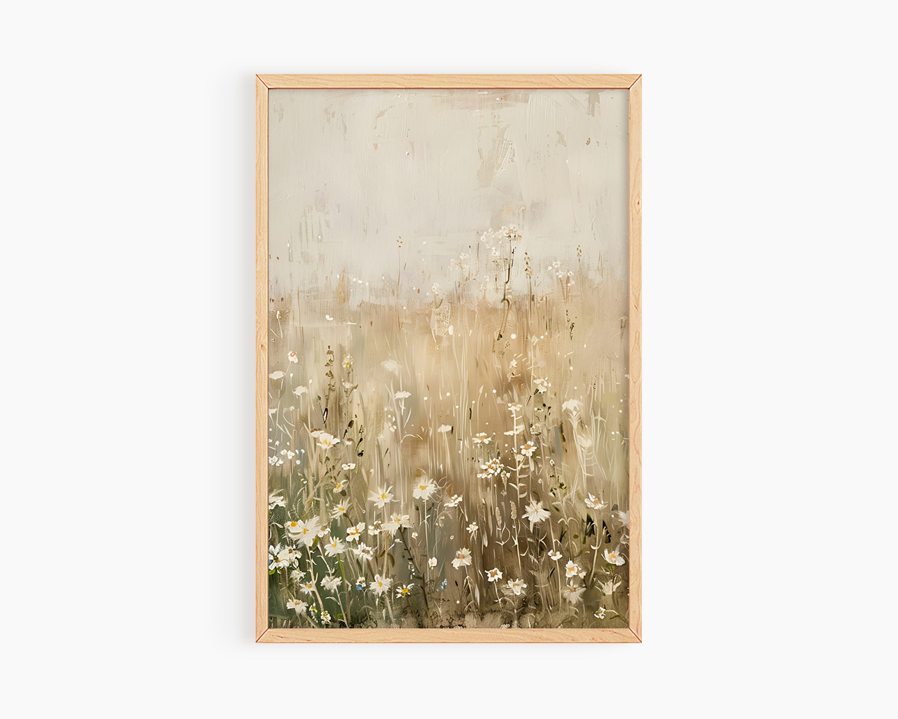 Wildflower Field Landscape Vintage , Neutral Spring Farmhouse Print ...