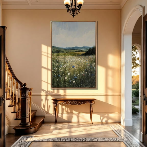 Wildflower Field Poster: Serene Countryside Landscape, Ready To Hang, Unframed Poster Size 12x18
