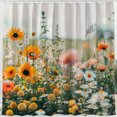 Wildflower Field Shower Curtain Vibrant Daisies Sunflowers Roses