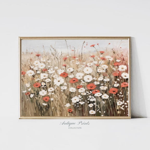 Wildflower Field, Summer Meadow Wall Art, Floral Countryside Prints, Spring Landscape Wall Art, Flowers Print, Poster, Unframed Poster Size 8x12