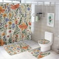 thumbnail image 1 of Wildflower Floral 4 Pcs Bathroom Shower Curtain Set, Bathroom Sets with Rugs (Bath Mat, U Shape and Toilet Lid Cover Mat) and 12 Hooks,, 1 of 5