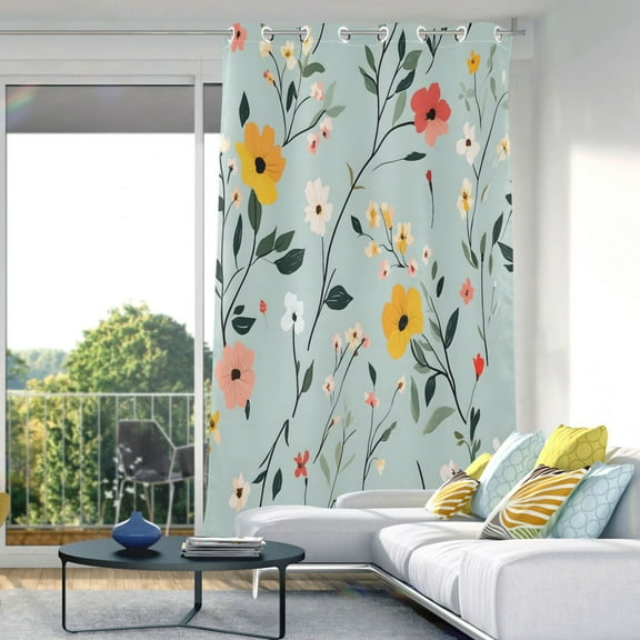 Wildflower Floral Blackout Curtains 84"x52" Thermal Insulated Curtain 1 Panel