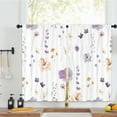 thumbnail image 1 of Wildflower Floral Flower Kitchen Curtains 27.5W x 39L Inch Purple Lavender Botanical Plant Leaves Blossom Spring Summer Rod Pocket Short Small Window Treatment Drapes Decor 2 Panels, 1 of 6