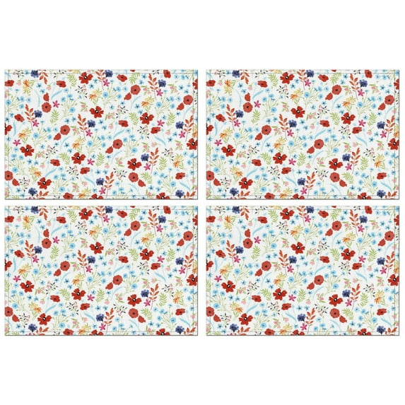 Wildflower Floral Flowers Pretty Place Mats Durable Placemats for Restaurant Valentines Gift Party Christmas Rustic Vintage Dining Table Mats