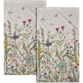 thumbnail image 1 of Wildflower Floral Hand Towels 28 x 14 Inch Set of 2, Vintage Flowers Green Leaves Herbs Botanical Spring Decorative Towel for Bathroom Kitchen Decor, 1 of 16