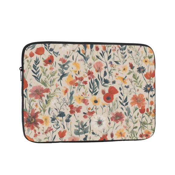 Wildflower Floral Laptop Sleeve Bag Compatible With MacBook Air / Pro iPad MateBook Tablet Surface HP Lenovo Dell ASUS Acer Laptop Computer Protective Size: 15 inch