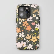 Tough 2 Layer Shockproof Protective Case Compatible with iPhone 17, Wildflower Floral Bohemian Dark Green Multicolor Design