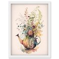 thumbnail image 1 of Wildflower Floral Spring Bouquet in a Teapot Vase Artwork Framed Wall Art Print A4, 1 of 4