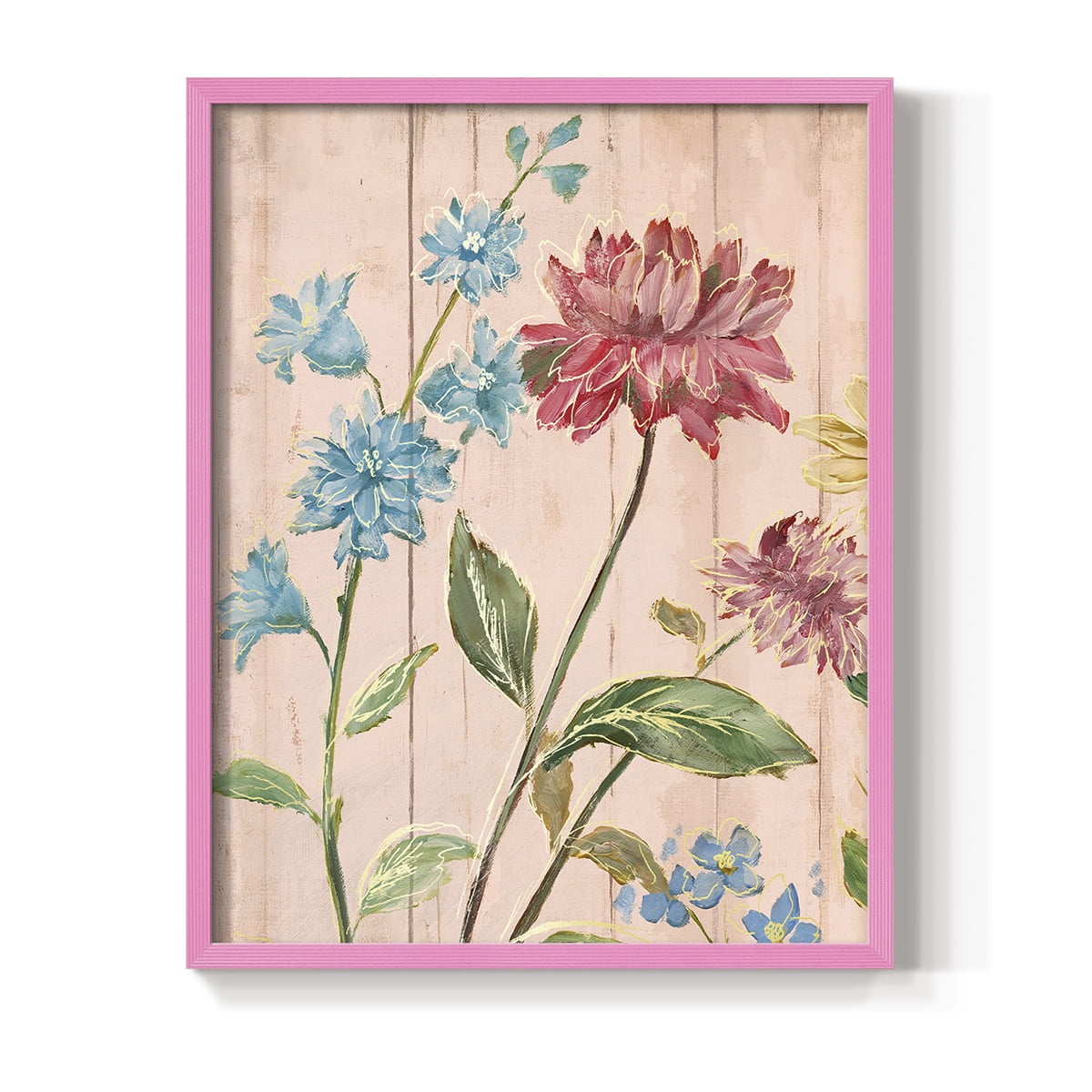 Wildflower Flutter I Framed Print - Solid Wood in Single Picture Frame Solid Wood 2 Framed Print