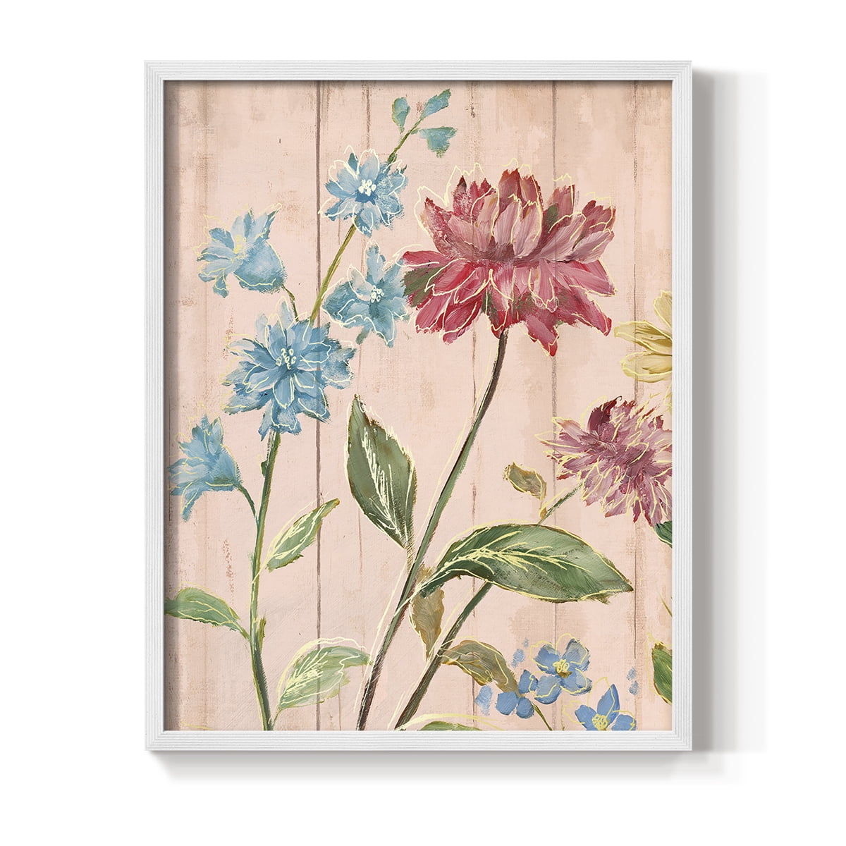 Wildflower Flutter I Framed Print - Solid Wood in Single Picture Frame Solid Wood 2 Framed Print