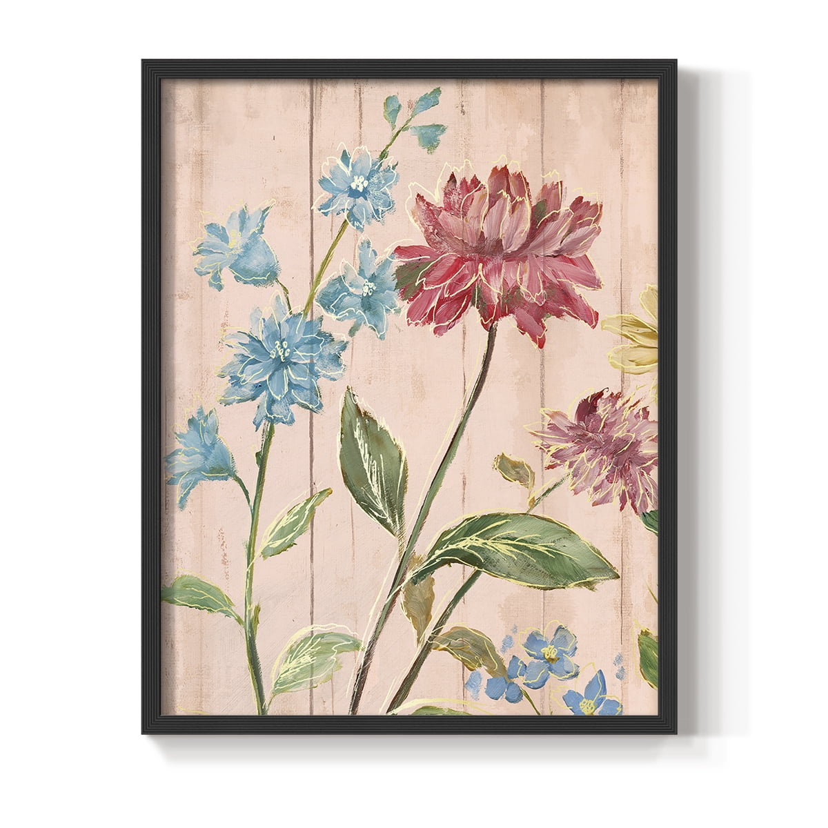 Wildflower Flutter I Framed Print - Solid Wood in Single Picture Frame Solid Wood 2 Framed Print