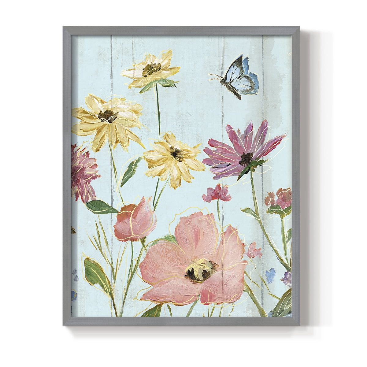 Wildflower Flutter II Framed Print - Solid Wood in Single Picture Frame Solid Wood 2 Framed Print