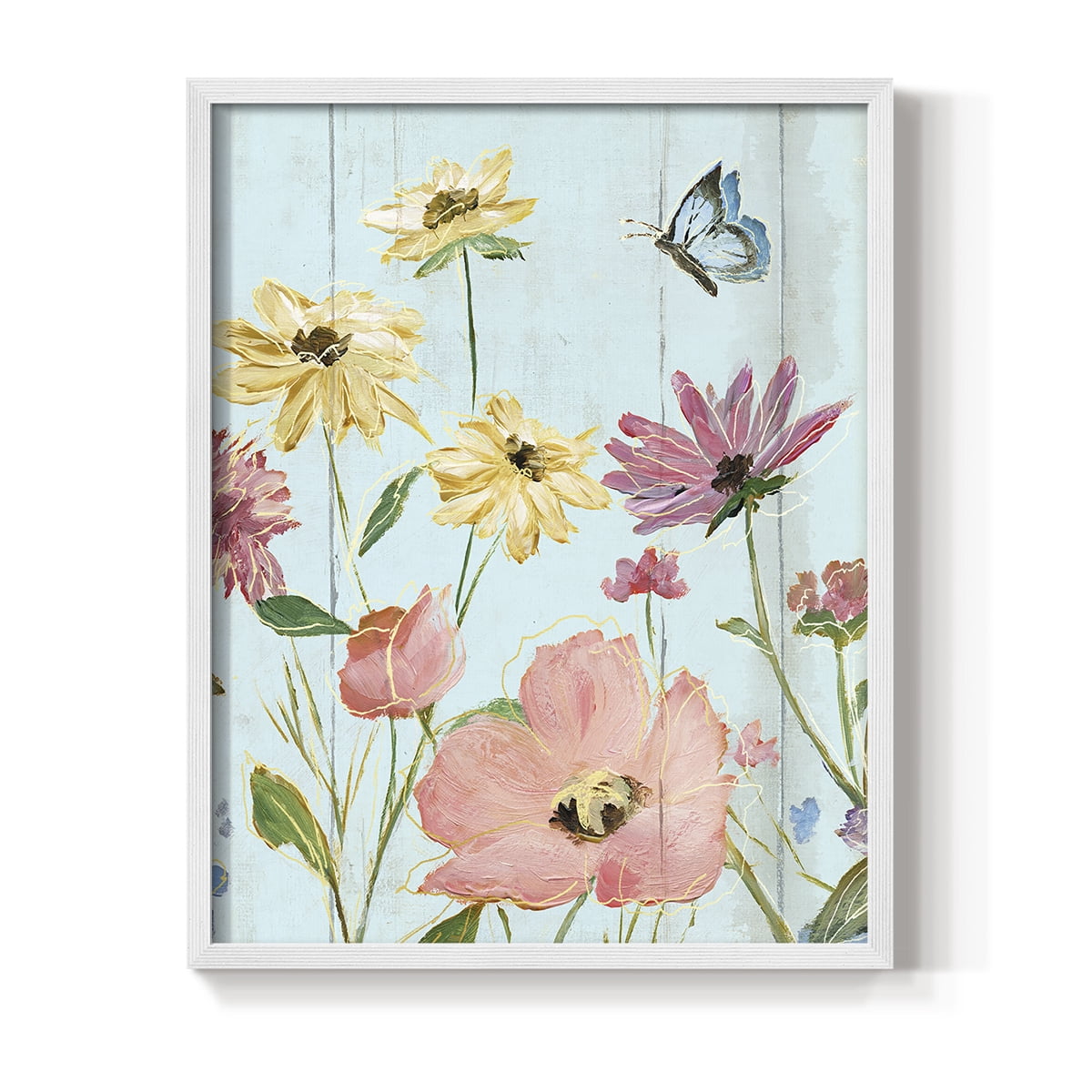 Wildflower Flutter II Framed Print - Solid Wood in Single Picture Frame Solid Wood 2 Framed Print