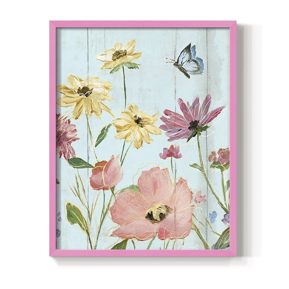 Wildflower Flutter II Framed Print - Solid Wood in Single Picture Frame Solid Wood 2 Framed Print