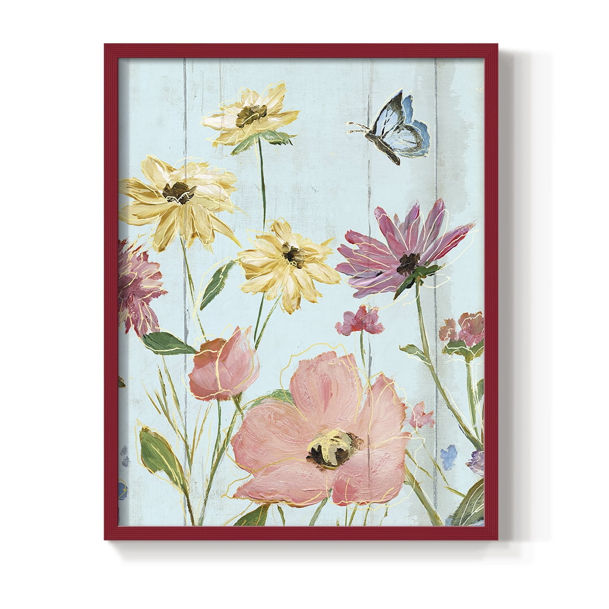 Wildflower Flutter II Framed Print - Solid Wood in Single Picture Frame Solid Wood 2 Framed Print