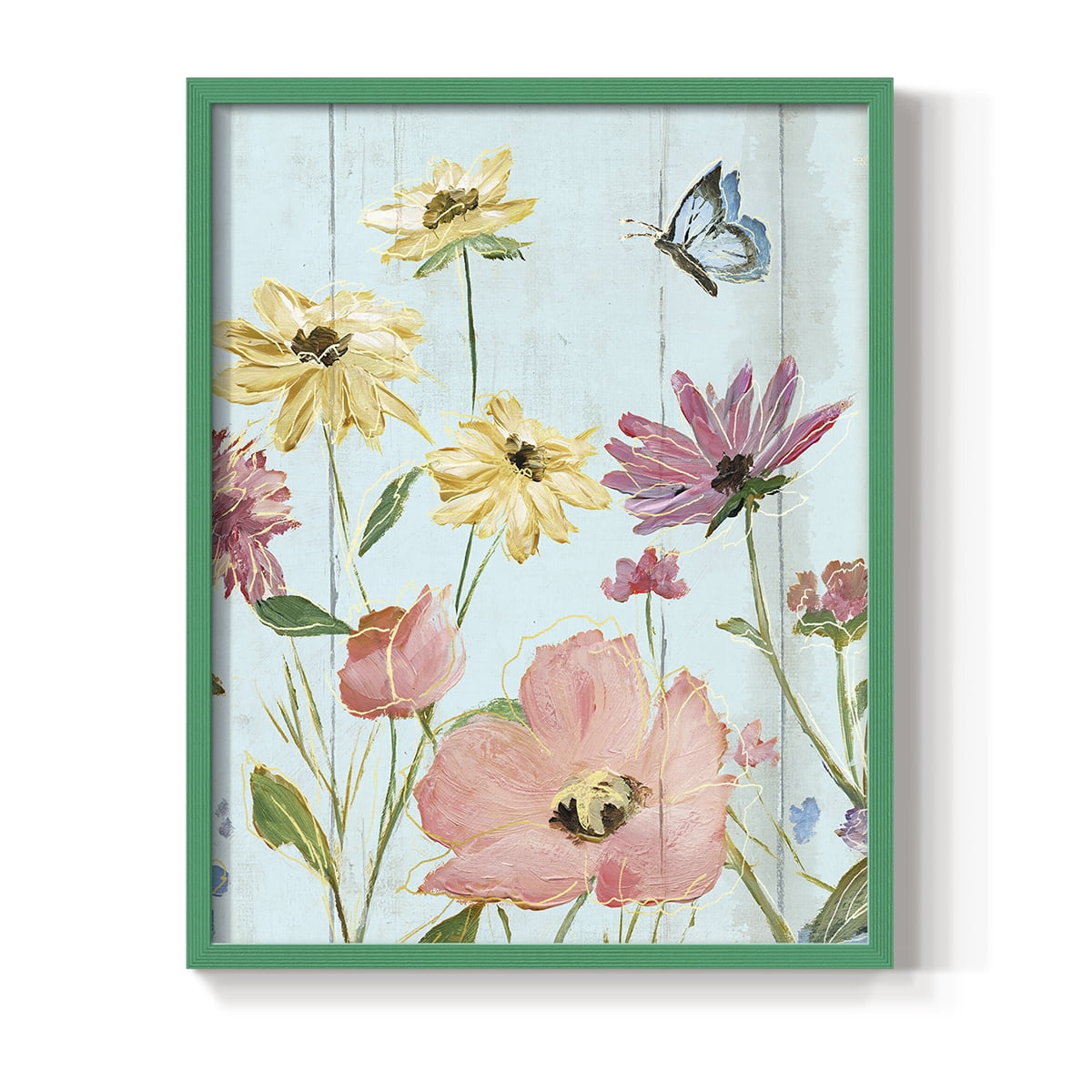 Wildflower Flutter II Framed Print - Solid Wood in Single Picture Frame Solid Wood 2 Framed Print