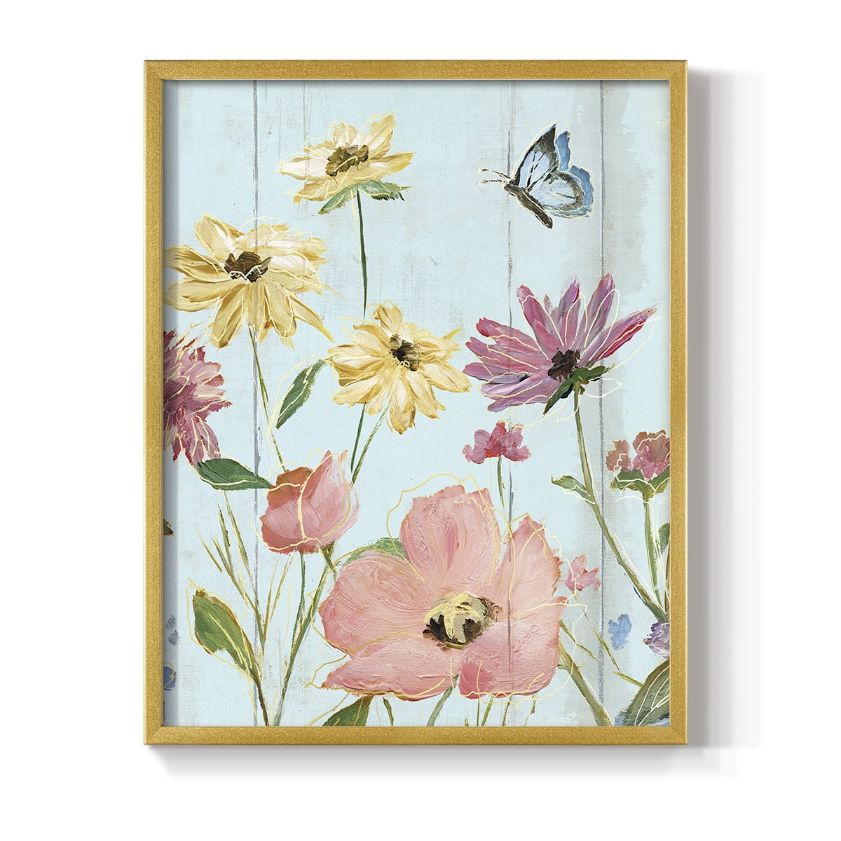 Wildflower Flutter II Framed Print - Solid Wood in Single Picture Frame Solid Wood 2 Framed Print