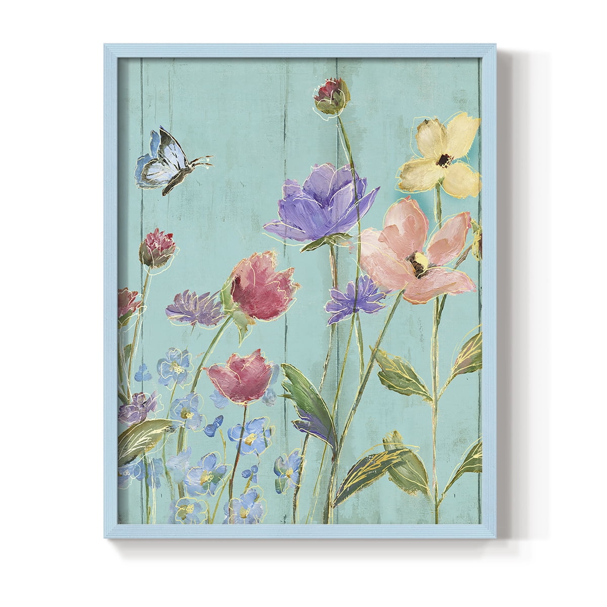 Wildflower Flutter III Framed Print - Solid Wood in Single Picture Frame Solid Wood 2 Framed Print