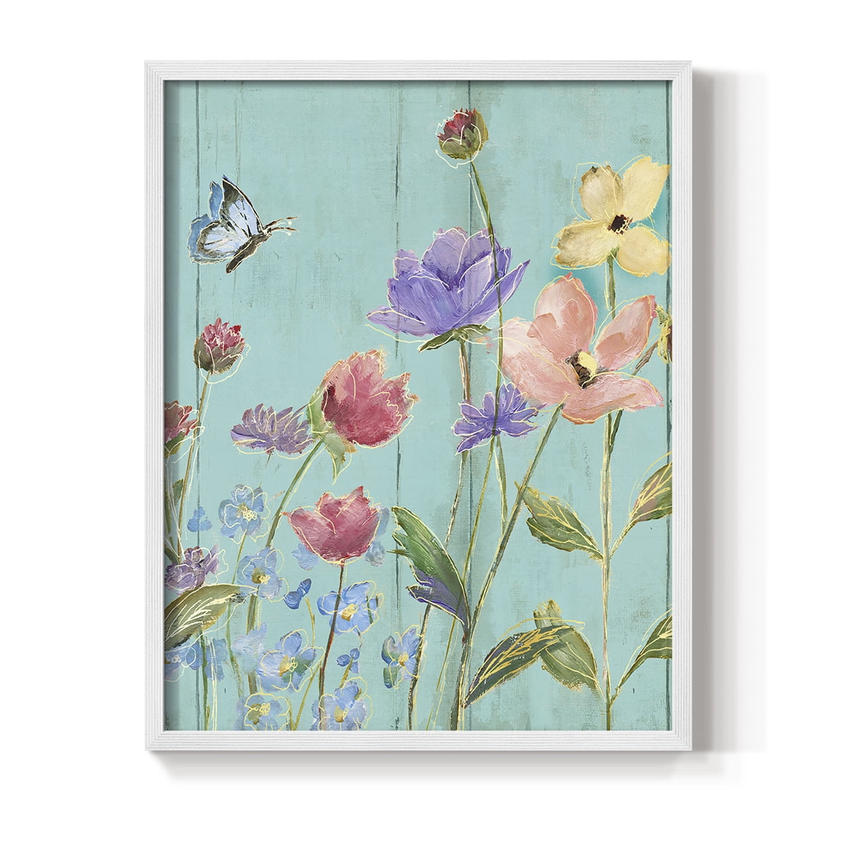 Wildflower Flutter III Framed Print - Solid Wood in Single Picture Frame Solid Wood 2 Framed Print