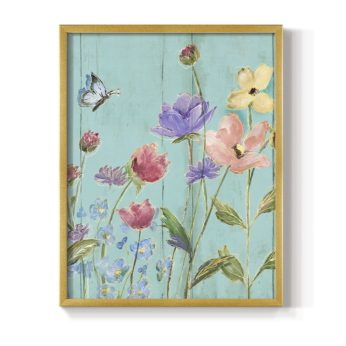 Wildflower Flutter III Framed Print - Solid Wood in Single Picture Frame Solid Wood 2 Framed Print