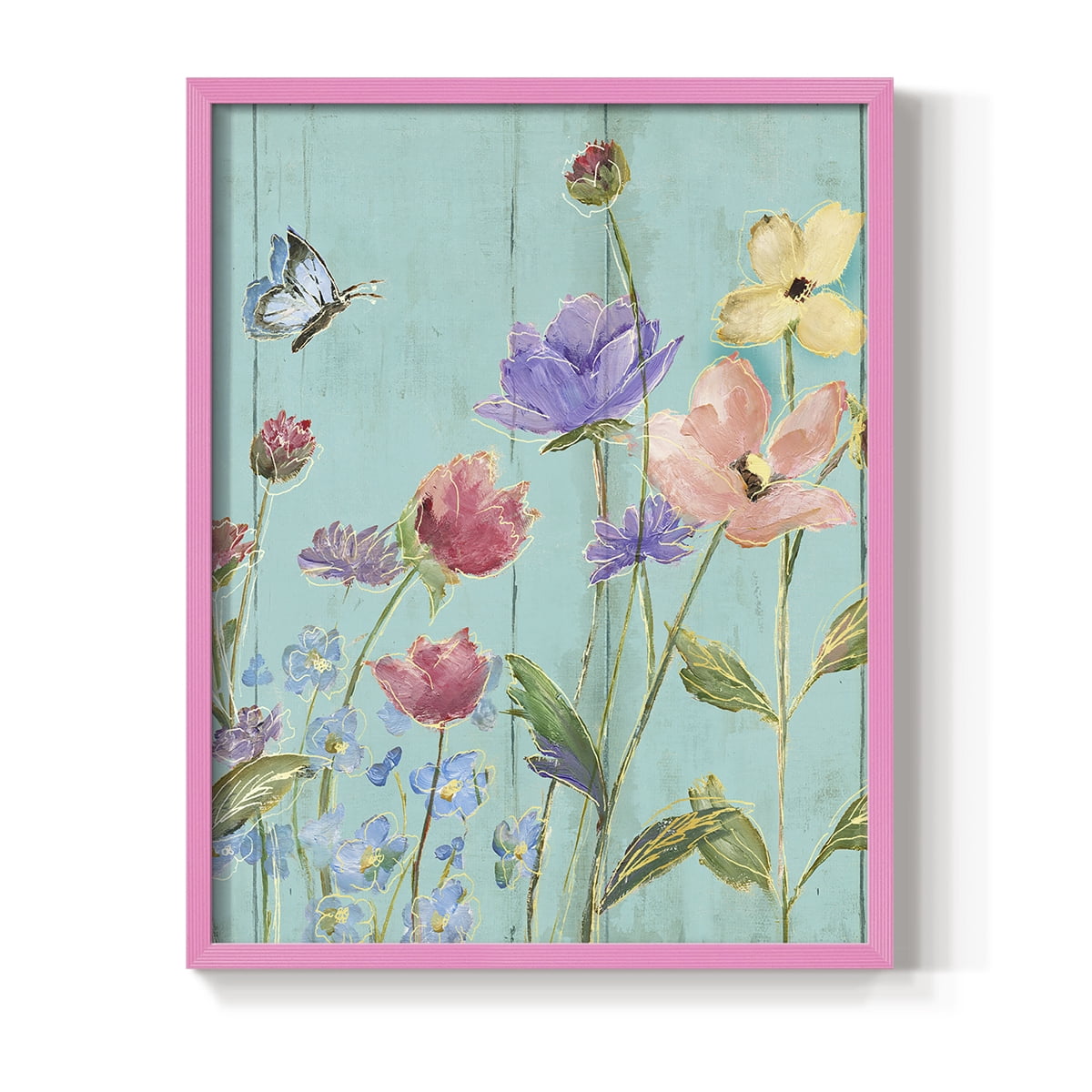 Wildflower Flutter III Framed Print - Solid Wood in Single Picture Frame Solid Wood 2 Framed Print