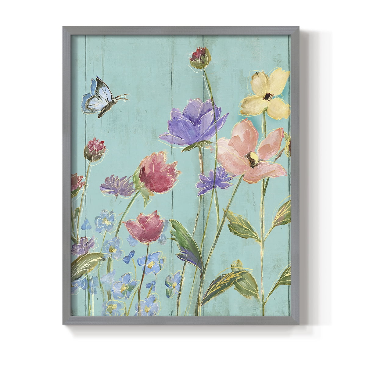 Wildflower Flutter III Framed Print - Solid Wood in Single Picture Frame Solid Wood 2 Framed Print