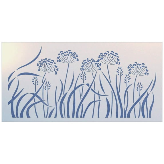 Wildflower Garden Border Stencil - DIY Art & Craft Reusable Sturdy Flexible Painting Template 10 mil Plastic Mylar Wall Floor Tile Craft Stencils - The Artful Stencil